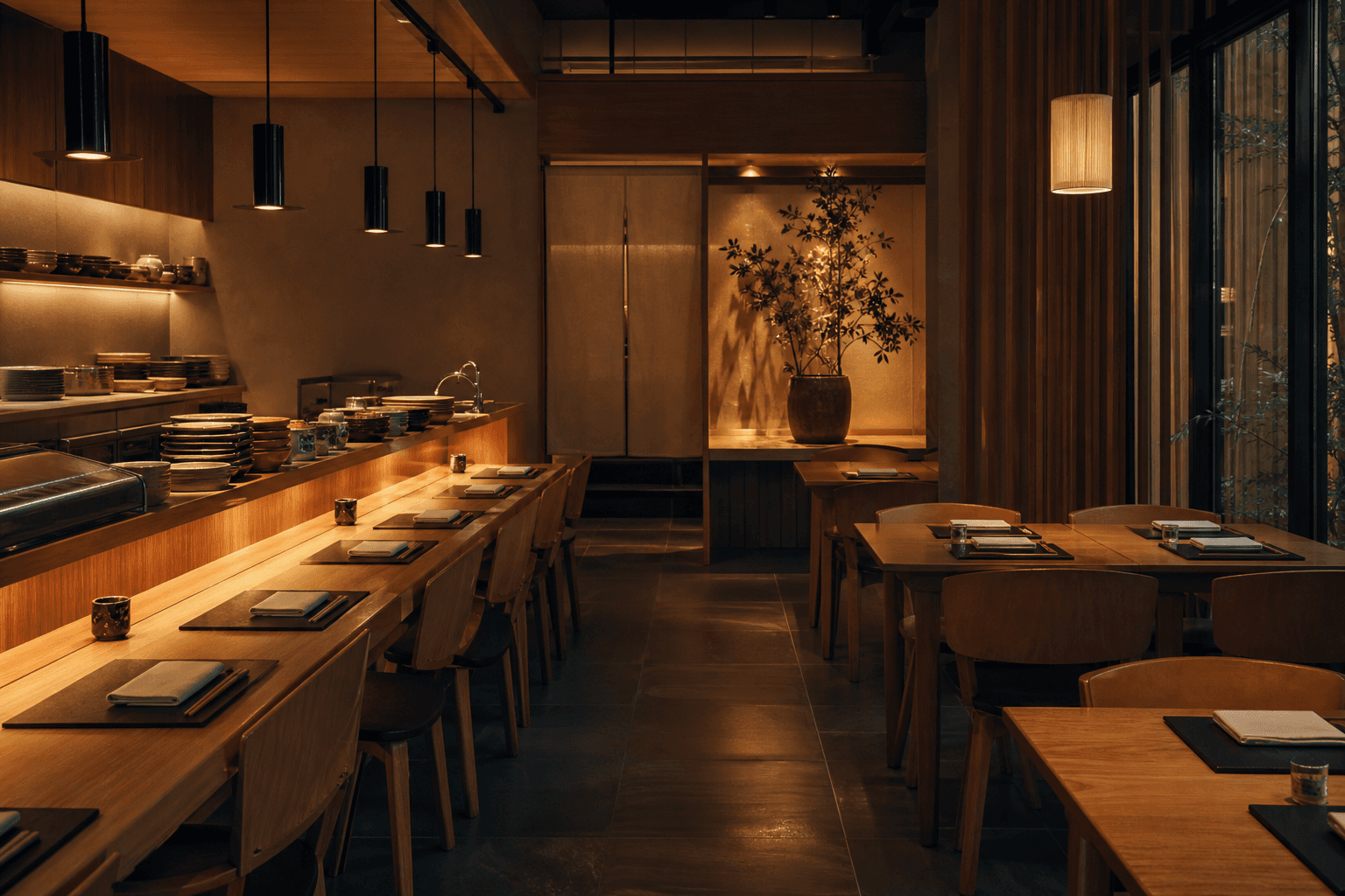 Warm Japanese dining room placeholder